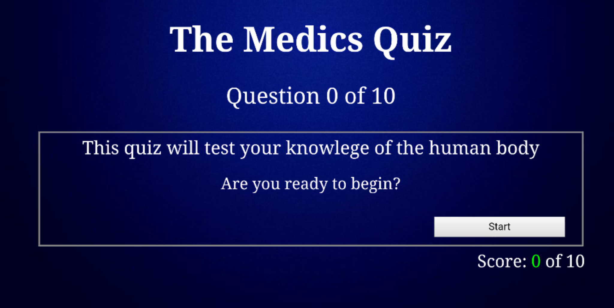 Quiz App landing page picture